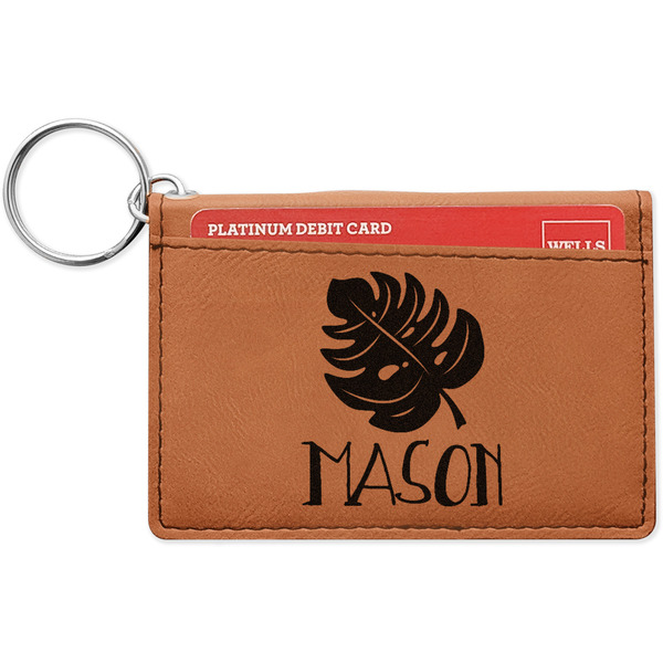 Custom Tropical Leaves #2 Leatherette Keychain ID Holder - Single Sided (Personalized)