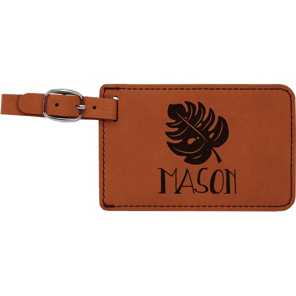 Custom Tropical Leaves #2 Leatherette Luggage Tag (Personalized)