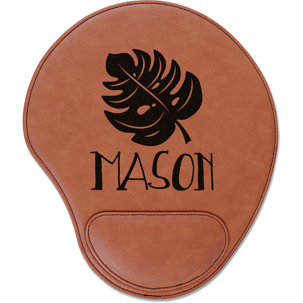 Custom Tropical Leaves #2 Leatherette Mouse Pad with Wrist Support (Personalized)