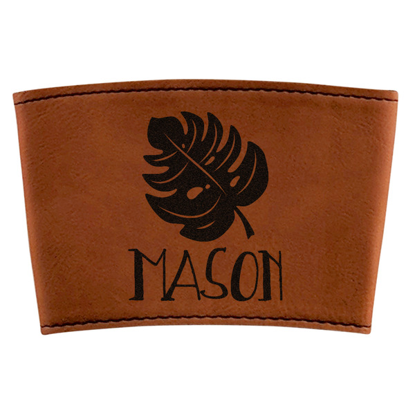 Custom Tropical Leaves #2 Leatherette Cup Sleeve (Personalized)