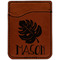 Tropical Leaves 2 Cognac Leatherette Phone Wallet close up