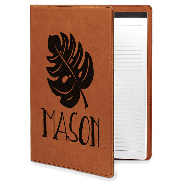 Custom Tropical Leaves #2 Leatherette Portfolio with Notepad (Personalized)