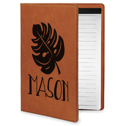 Tropical Leaves #2 Leatherette Portfolio with Notepad - Small - Single Sided (Personalized)
