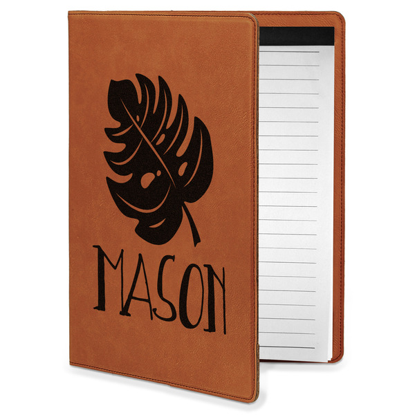 Custom Tropical Leaves #2 Leatherette Portfolio with Notepad - Small - Single Sided (Personalized)