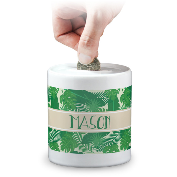 Custom Tropical Leaves #2 Coin Bank (Personalized)