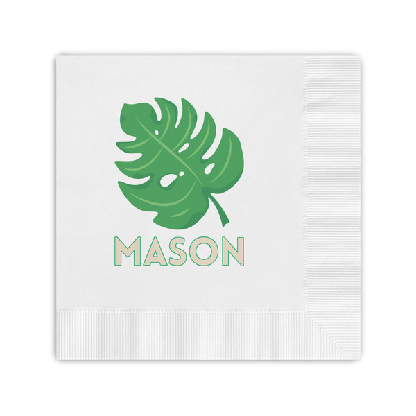 Custom Tropical Leaves #2 Coined Cocktail Napkins (Personalized)