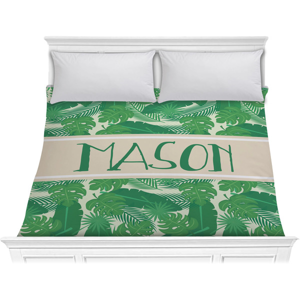 Custom Tropical Leaves #2 Comforter - King w/ Name or Text