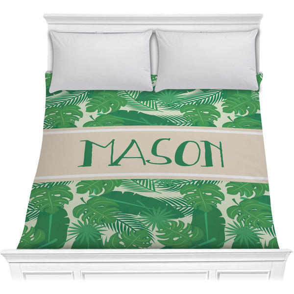 Custom Tropical Leaves #2 Comforter - Full / Queen w/ Name or Text