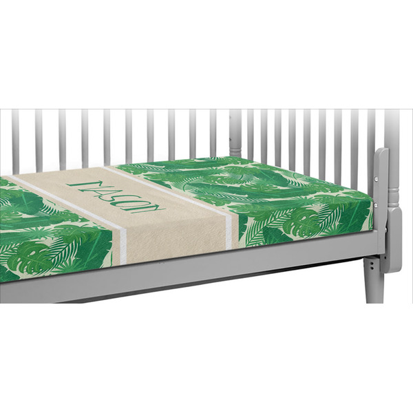 Custom Tropical Leaves #2 Crib Fitted Sheet w/ Name or Text