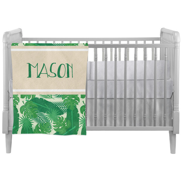 Custom Tropical Leaves #2 Crib Comforter / Quilt w/ Name or Text