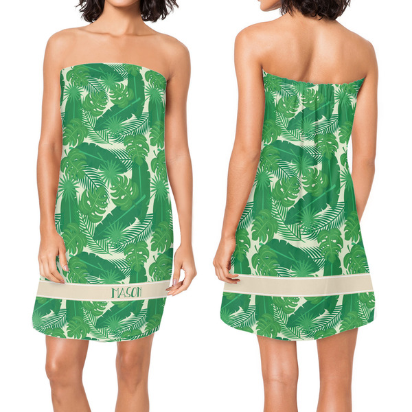 Tropical Leaves 2 Custom Bath Wrap - Front & Back View