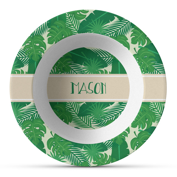 Custom Tropical Leaves #2 Plastic Bowl - Microwave Safe - Composite Polymer (Personalized)