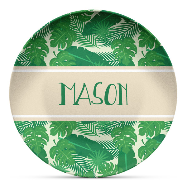 Custom Tropical Leaves #2 Microwave Safe Plastic Plate - Composite Polymer (Personalized)