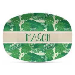 Tropical Leaves #2 Plastic Platter - Microwave & Oven Safe Composite Polymer (Personalized)