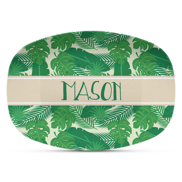 Custom Tropical Leaves #2 Plastic Platter - Microwave & Oven Safe Composite Polymer (Personalized)
