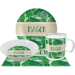 Tropical Leaves #2 Dinner Set - Single 4 Pc Setting w/ Name or Text