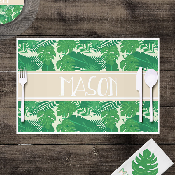 Tropical Leaves #2 Disposable Paper Placemat - In Context