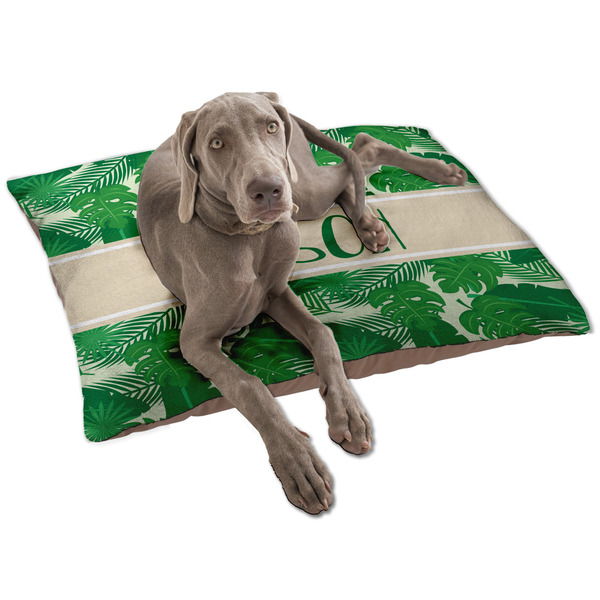 Custom Tropical Leaves #2 Dog Bed - Large w/ Name or Text