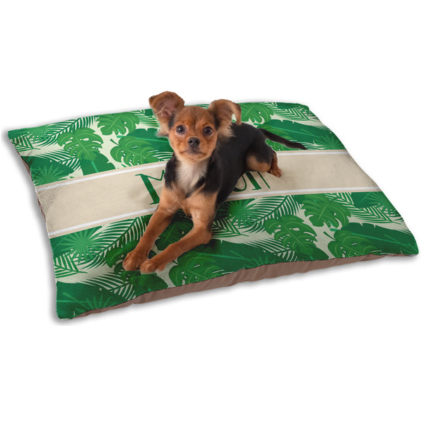 Custom Tropical Leaves #2 Dog Bed - Small w/ Name or Text