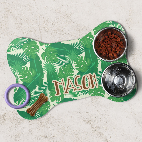 Tropical Leaves 2 Dog Bone Shaped Mat Lifestyle