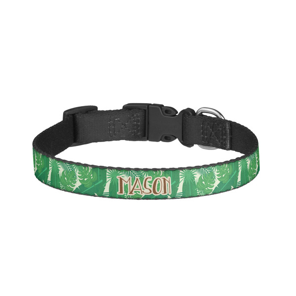 Custom Tropical Leaves #2 Dog Collar - Large (Personalized)