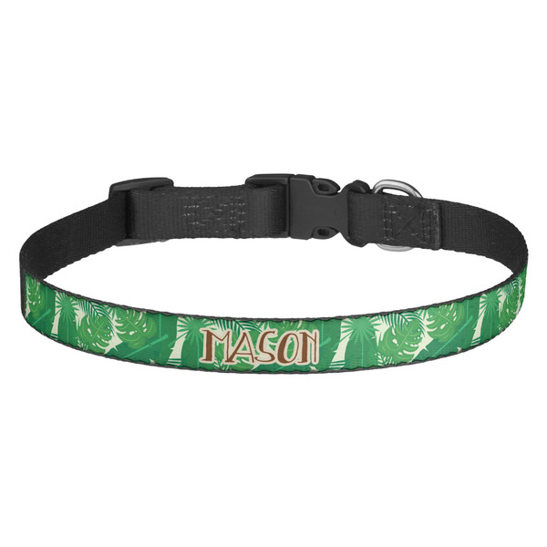 Custom Tropical Leaves #2 Dog Collar - Medium (Personalized)