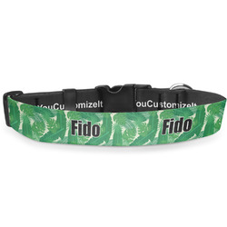 Tropical Leaves #2 Deluxe Dog Collar - Medium (11.5" to 17.5") (Personalized)