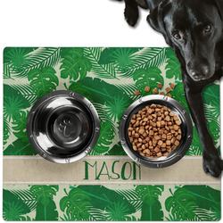 Tropical Leaves #2 Dog Food Mat - Large w/ Name or Text