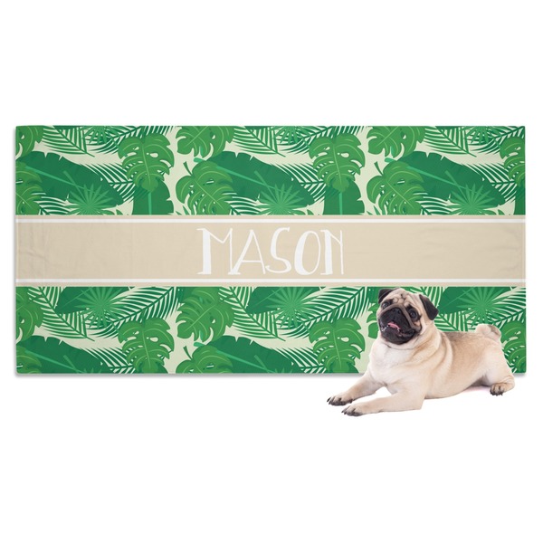 Custom Tropical Leaves #2 Dog Towel w/ Name or Text