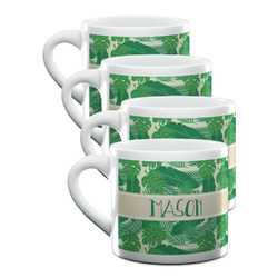 Tropical Leaves #2 Double Shot Espresso Cups - Set of 4 (Personalized)
