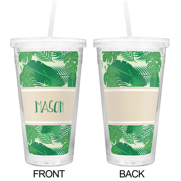 Tropical Leaves #2 Double Wall Tumbler with Straw - Approval