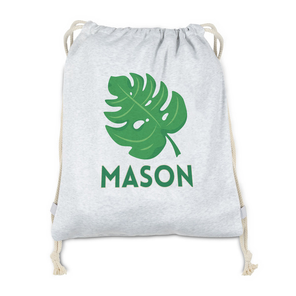 Custom Tropical Leaves #2 Drawstring Backpack - Sweatshirt Fleece - Double Sided (Personalized)