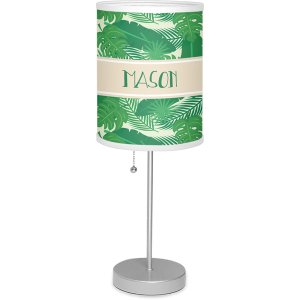 Custom Tropical Leaves #2 7" Drum Lamp with Shade (Personalized)