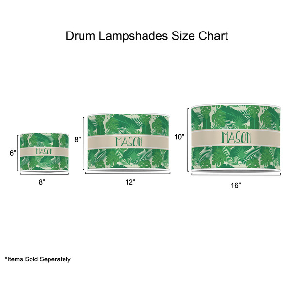 Tropical Leaves #2 Drum Lampshades - Sizing Chart