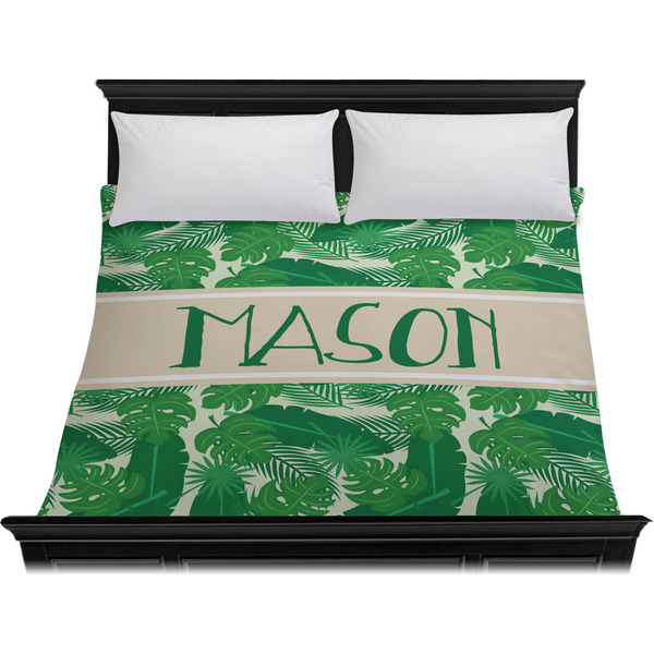 Tropical Leaves #2 Duvet Cover - King - On Bed - No Prop