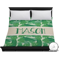 Tropical Leaves #2 Duvet Cover - King w/ Name or Text