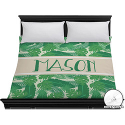 Tropical Leaves #2 Duvet Cover - King w/ Name or Text