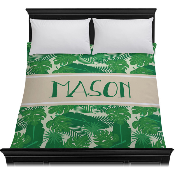 Tropical Leaves #2 Duvet Cover - Queen - On Bed - No Prop