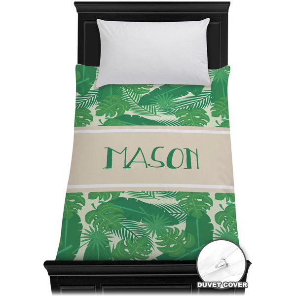 Custom Tropical Leaves #2 Duvet Cover - Twin w/ Name or Text