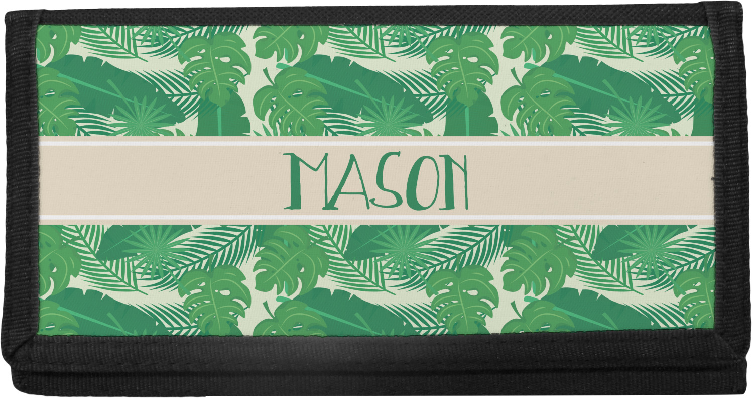 Tropical Leaves Border Canvas Checkbook Cover Personalized