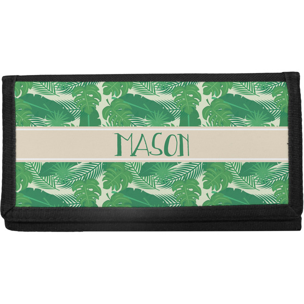 Custom Tropical Leaves #2 Canvas Checkbook Cover w/ Name or Text