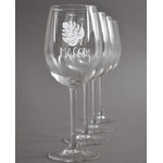Tropical Leaves #2 Wine Glasses (Set of 4) (Personalized)