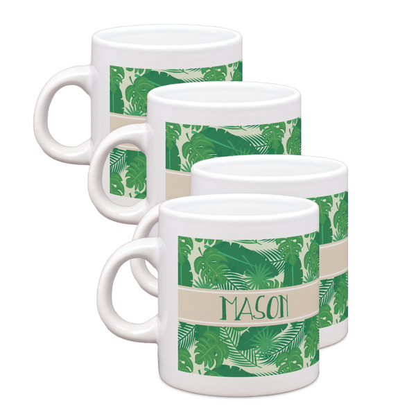 Custom Tropical Leaves #2 Single Shot Espresso Cups - Set of 4 (Personalized)