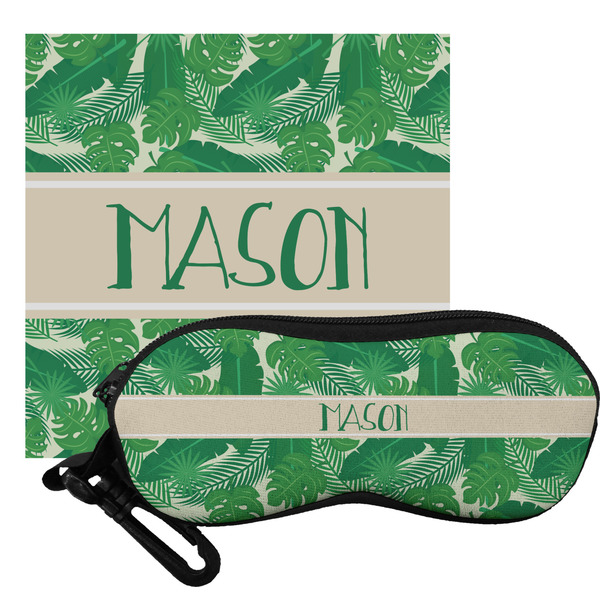 Custom Tropical Leaves #2 Eyeglass Case & Cloth w/ Name or Text