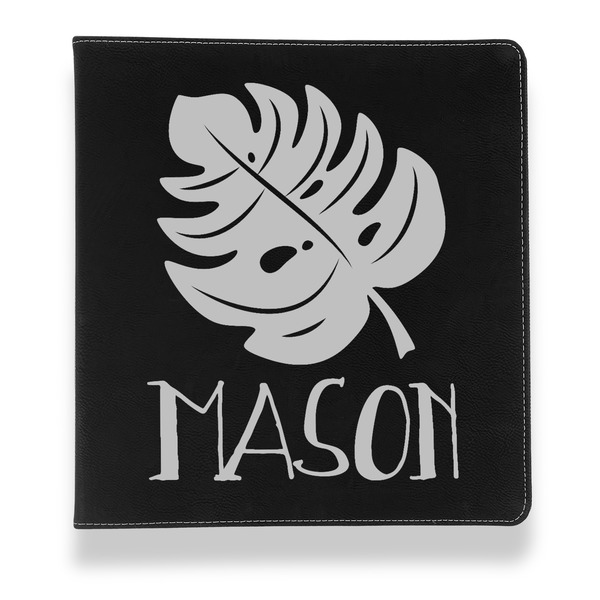 Tropical Leaves #2 Leather Binder - 1" - Black - Front View