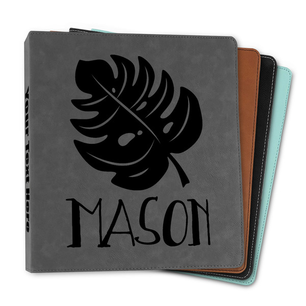 Custom Tropical Leaves #2 Leather Binder - 1" (Personalized)