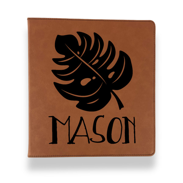 Tropical Leaves #2 Leather Binder - 1" - Rawhide - Front View