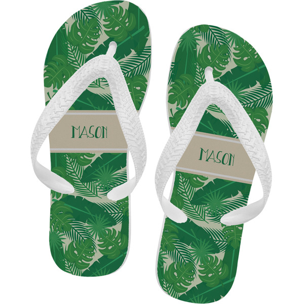 Custom Tropical Leaves #2 Flip Flops - XSmall w/ Name or Text