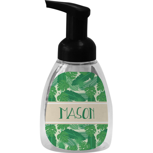 Custom Tropical Leaves #2 Foam Soap Bottle - Black (Personalized)