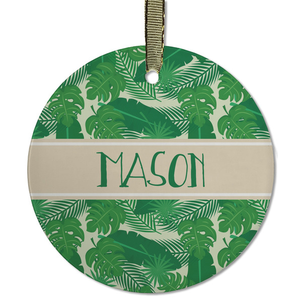 Tropical Leaves #2 Frosted Glass Ornament - Round